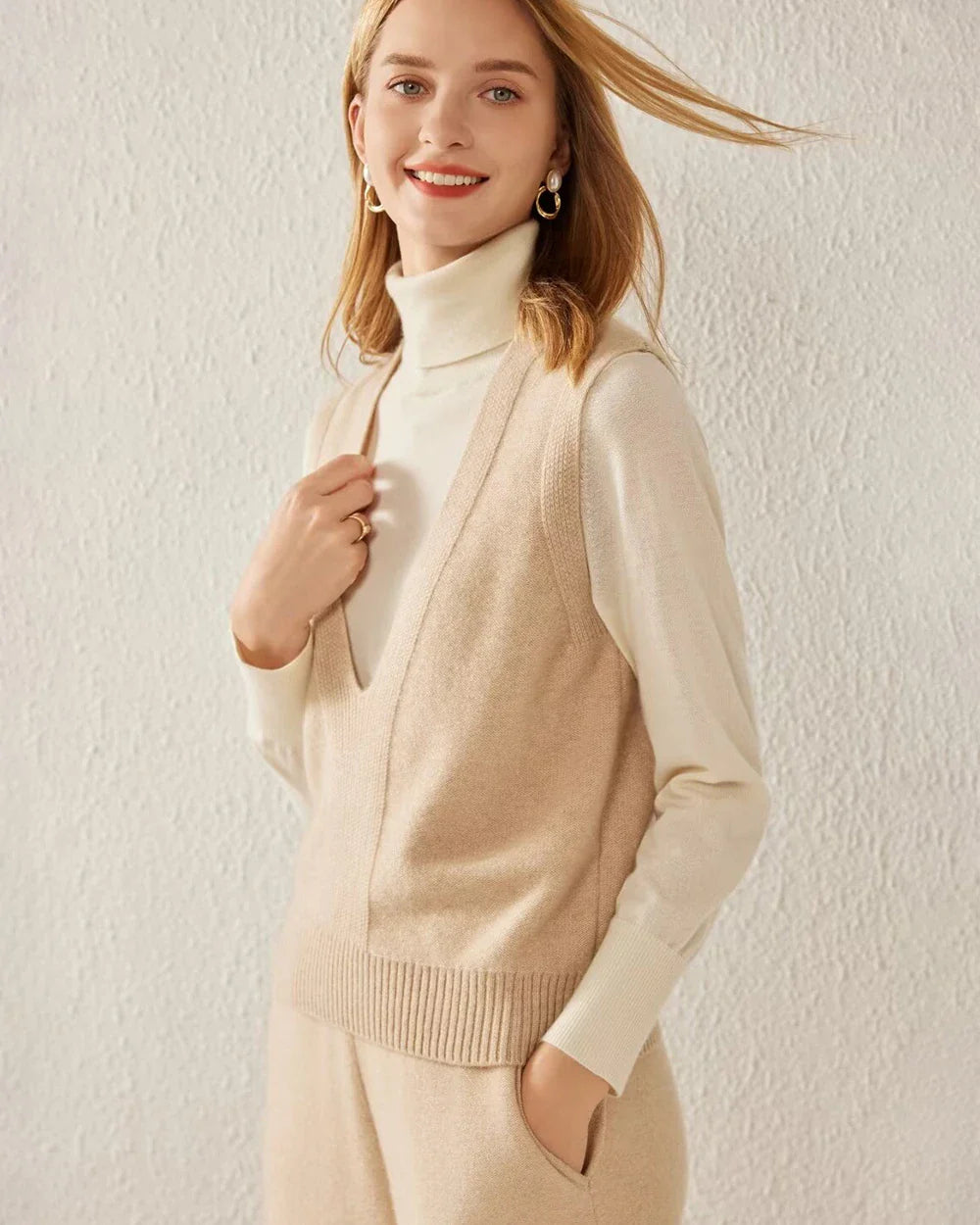 深Vネック カシミヤベスト