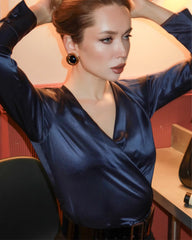 エレガントフィット シルクラップブラウス