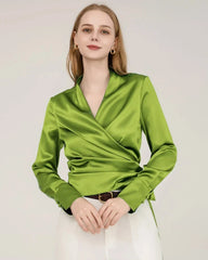 エレガントフィット シルクラップブラウス