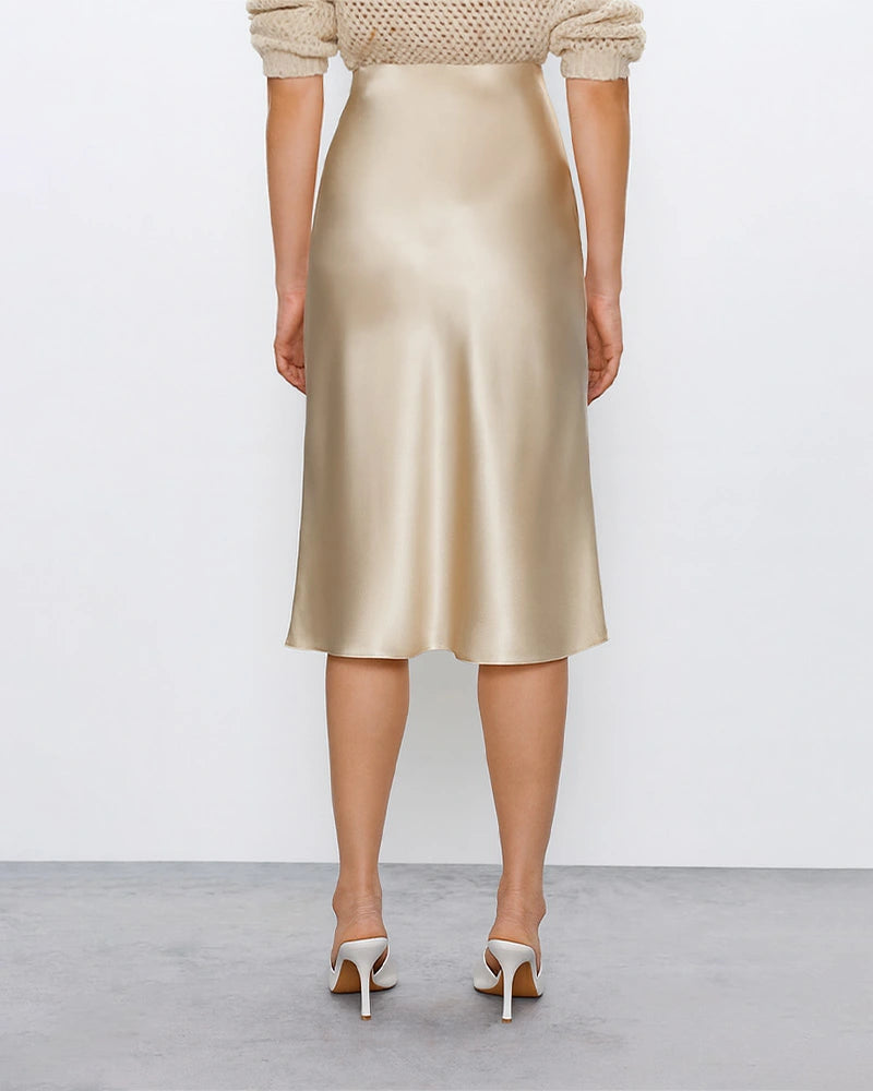 エレガント 膝丈 シルクスカート