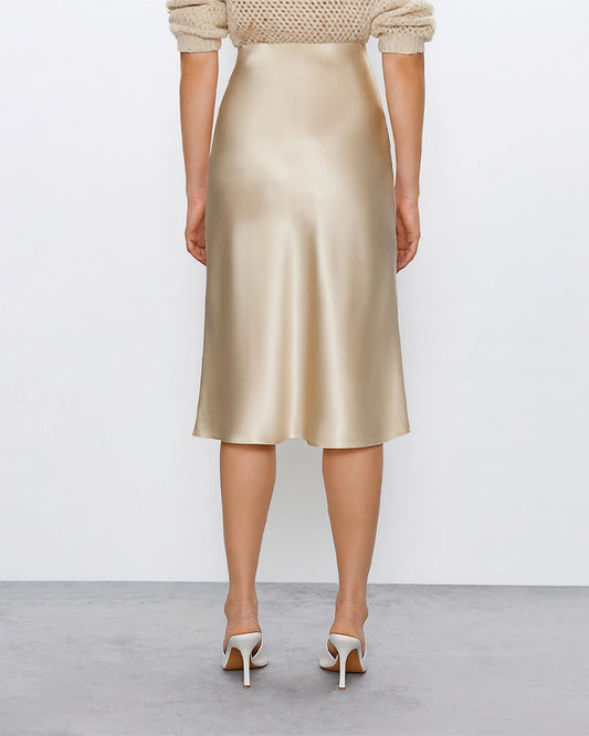エレガント 膝丈 シルクスカート