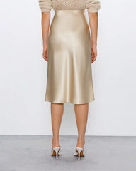 エレガント 膝丈 シルクスカート