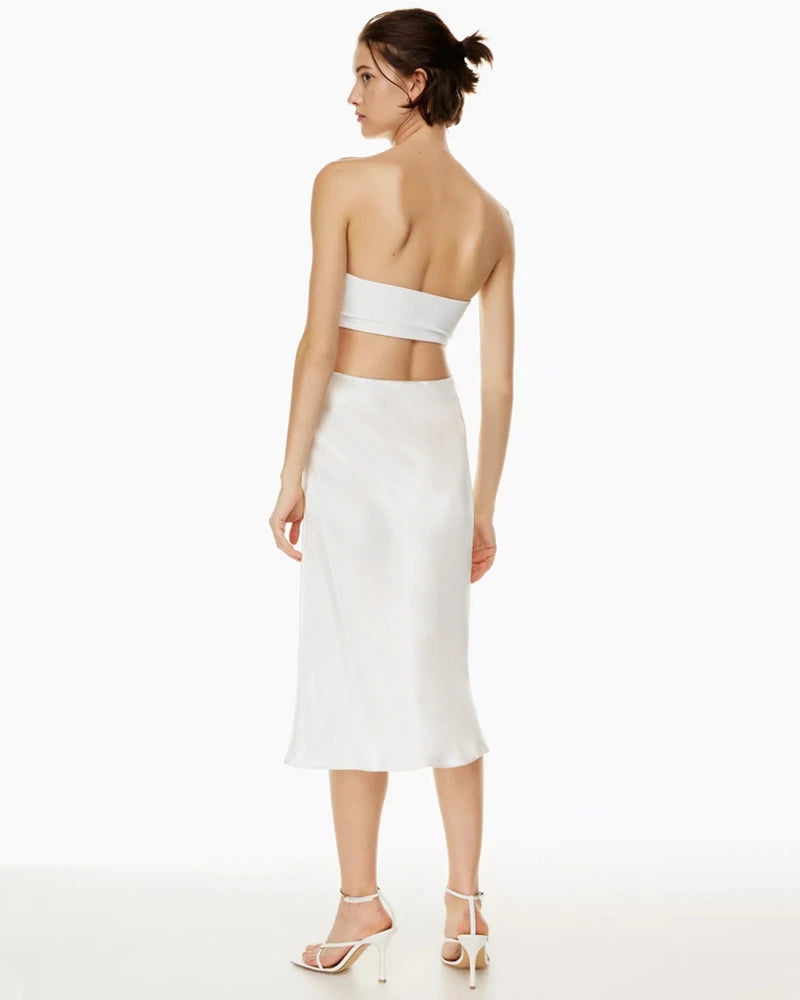 エレガント 膝丈 シルクスカート