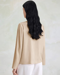 エレガントな洗えるシルクプルオーバーブラウス