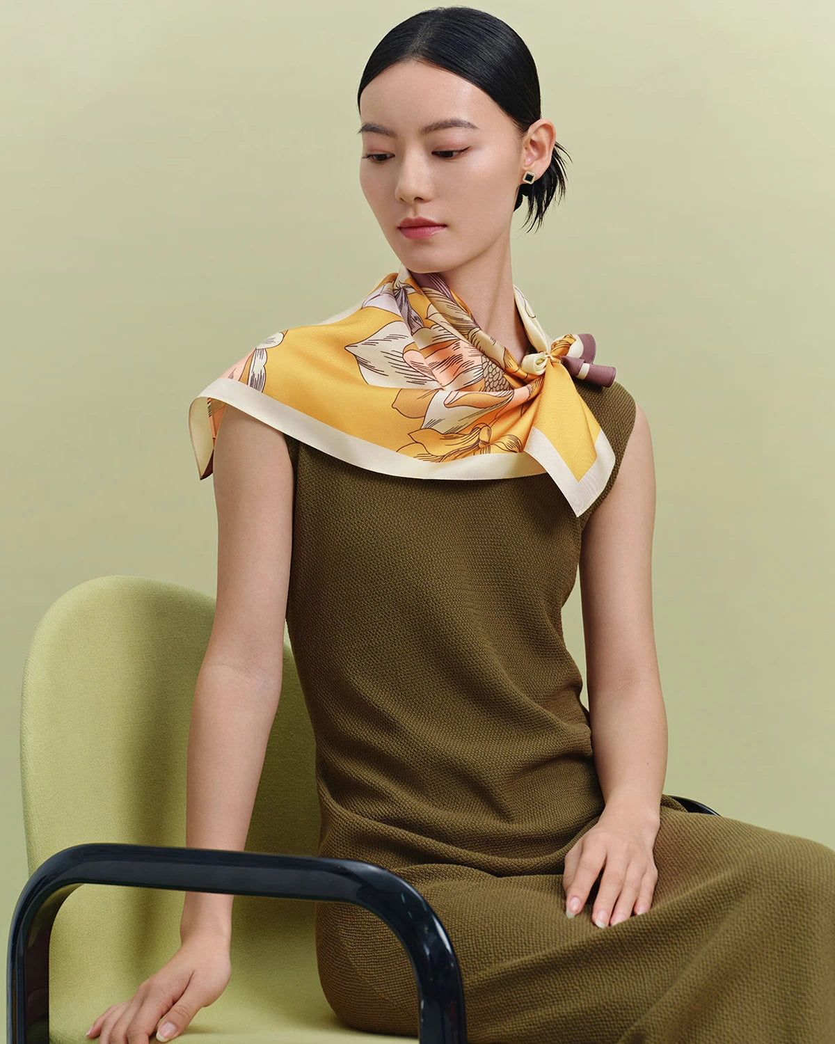 花柄シルクショールスカーフ