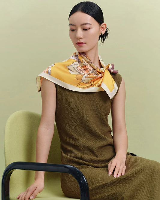 花柄シルクショールスカーフ