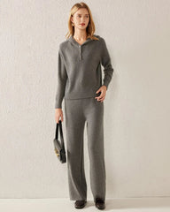 V-Neck Hooded Cashmere Sweater, Grey