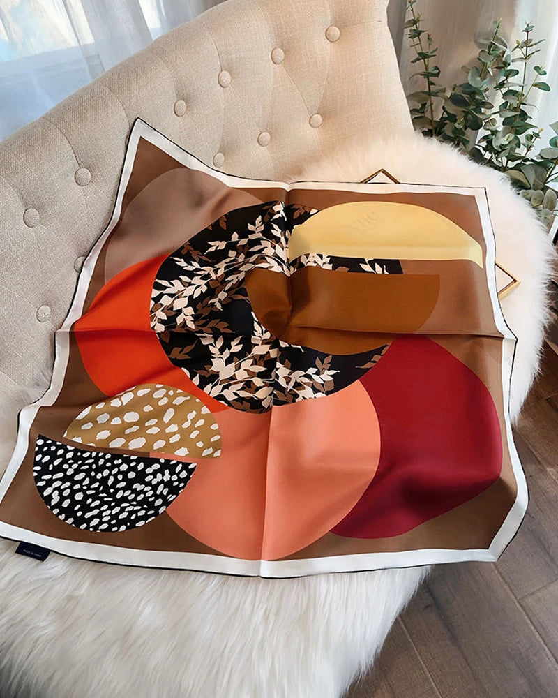 リーフシャドウ ジオメトリック シルクスカーフ