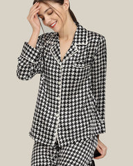 千鳥格子柄シルクパジャマセット