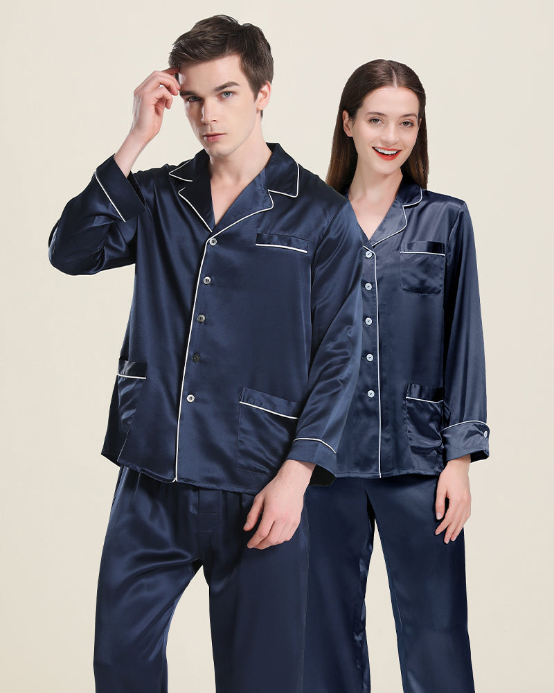 カップル用ロングシルクパジャマ＆ホームウェア