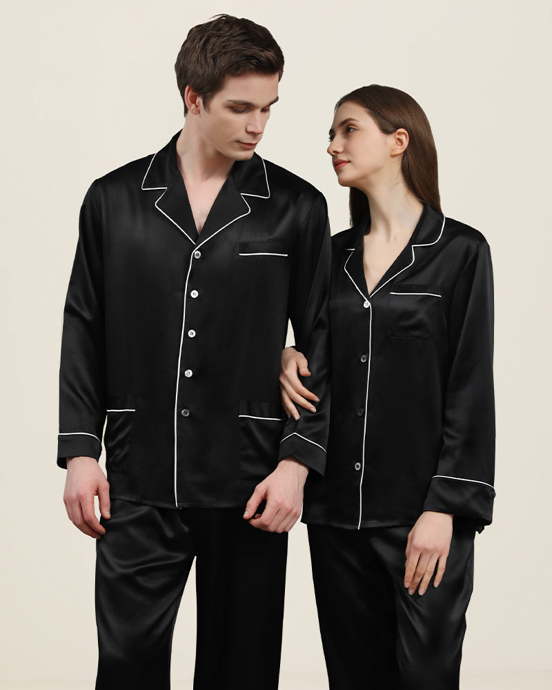 カップル用ロングシルクパジャマセット