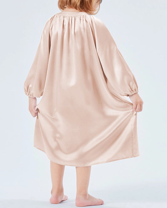 女の子向け長袖シルクシャツパジャマ