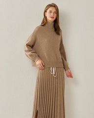 高級感あふれるオーバーサイズカシミヤタートルネックセーター