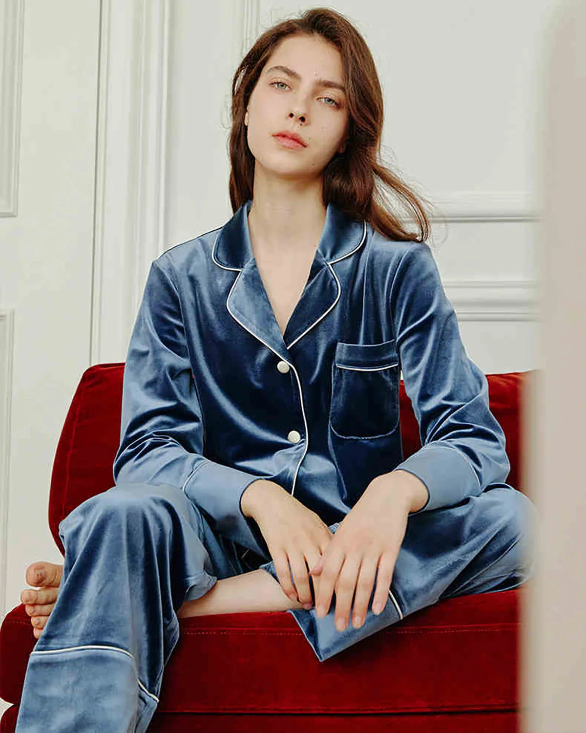 女性用 シルクベルベット パジャマセット