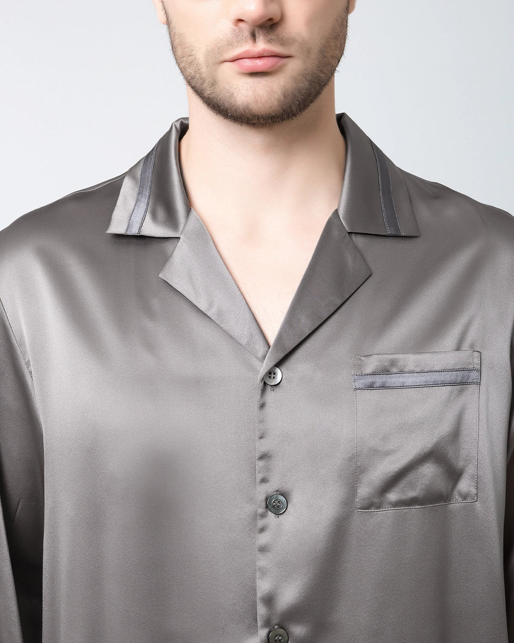 Men's Luxury Silk Pajamas, Dark Grey