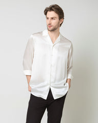 メンズ ピュアシルク クラシック ビジネスシャツ