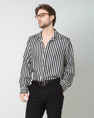 メンズ ベーシックシルクストライプシャツ