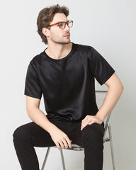 メンズ シルク素材のカジュアルなソフトTシャツ
