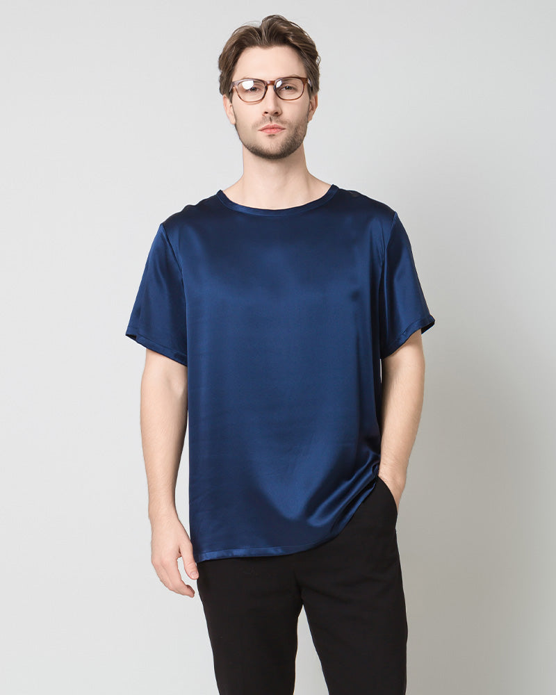 メンズ シルク素材のカジュアルなソフトTシャツ