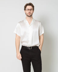 メンズ シルク素材 半袖ビジネスシャツ