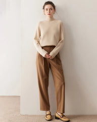 モックネック ケーブル編み カシミヤセーター