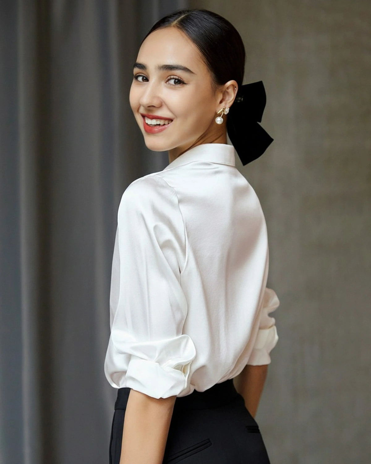 レディース マルベリーシルク 長袖シャツ