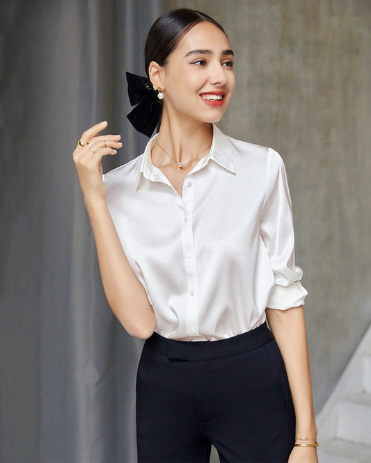 レディース マルベリーシルク 長袖シャツ