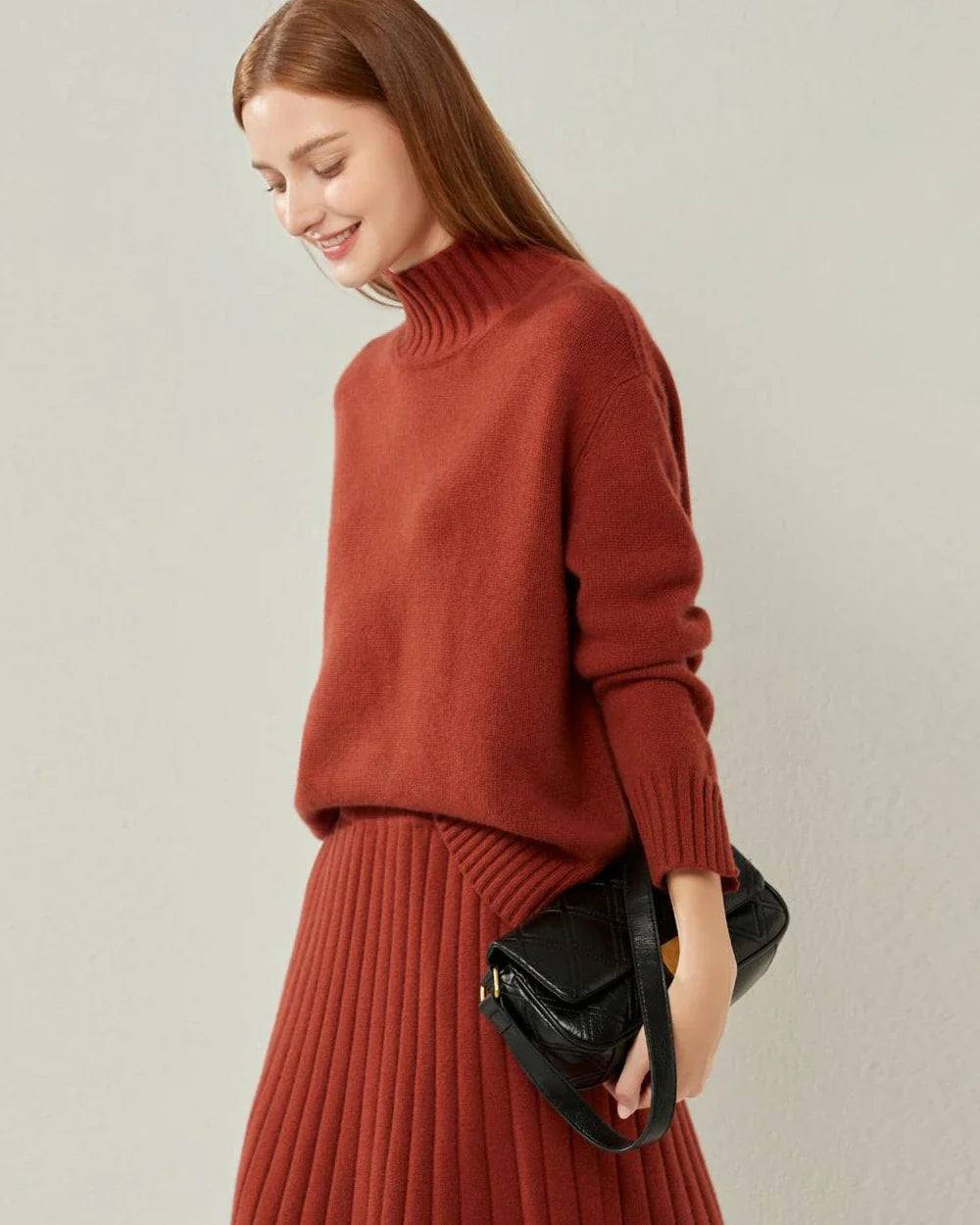 オーバーサイズ タートルネック カシミヤセーター