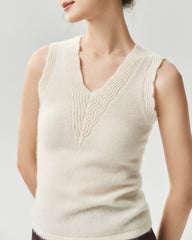 ピュアカシミヤ スカラップVネックニットベスト