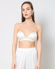 100％シルクサテン使用、柔らかく通気性の良いカップ付きワイヤレスブラ