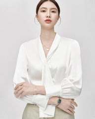 25匁 上質シルク フロントタイブラウス