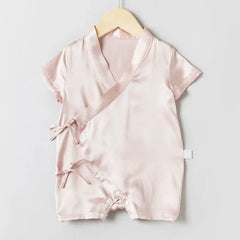 半袖ラップタイプ ベビーシルクロンパース