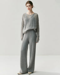 シルクカシミヤ混クルーネックプルオーバーセーター