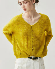 シルクカシミヤ混薄手ニットカーディガン