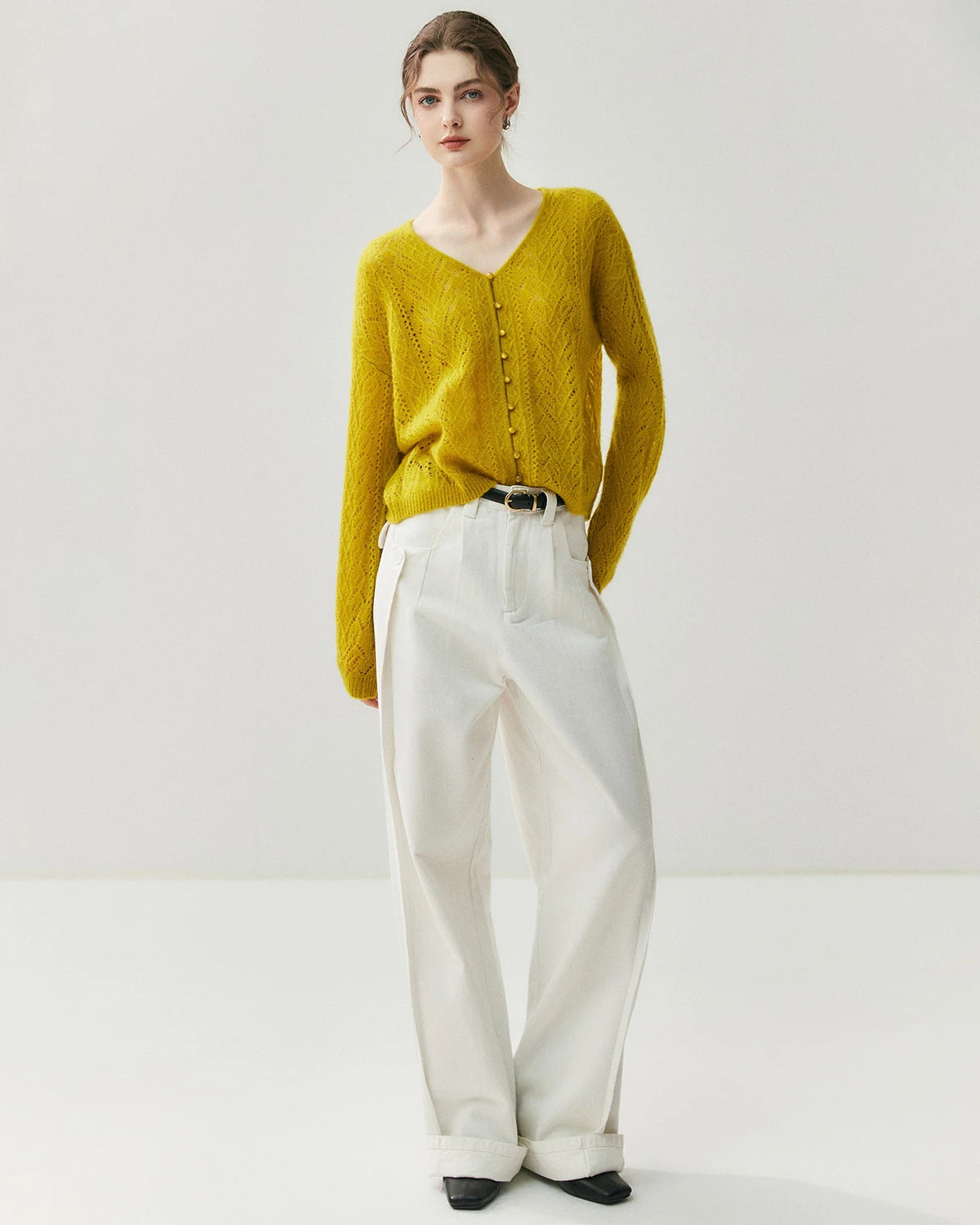 シルクカシミヤ混薄手ニットカーディガン