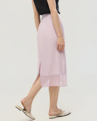 シルクシフォン ストレートスカート バックスリット入り