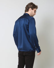 メンズ シルク ゆったりカジュアルオフィスシャツ