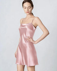 シルクブラックミニキャミドレス