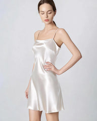 シルクブラックミニキャミドレス