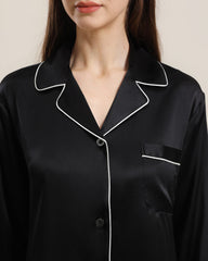 シルクシャツパジャマ スリープウェア パイピングスタイル