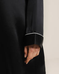 シルクシャツパジャマ スリープウェア パイピングスタイル