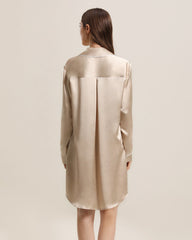 シルクシャツパジャマ スリープウェア パイピングスタイル