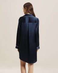 シルクシャツパジャマ スリープウェア パイピングスタイル