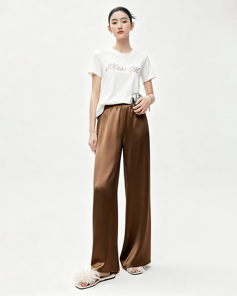 シルキートリアセテート ワイドレッグパンツ