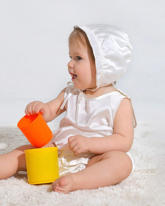 ノースリーブ ベビーシルクロンパース