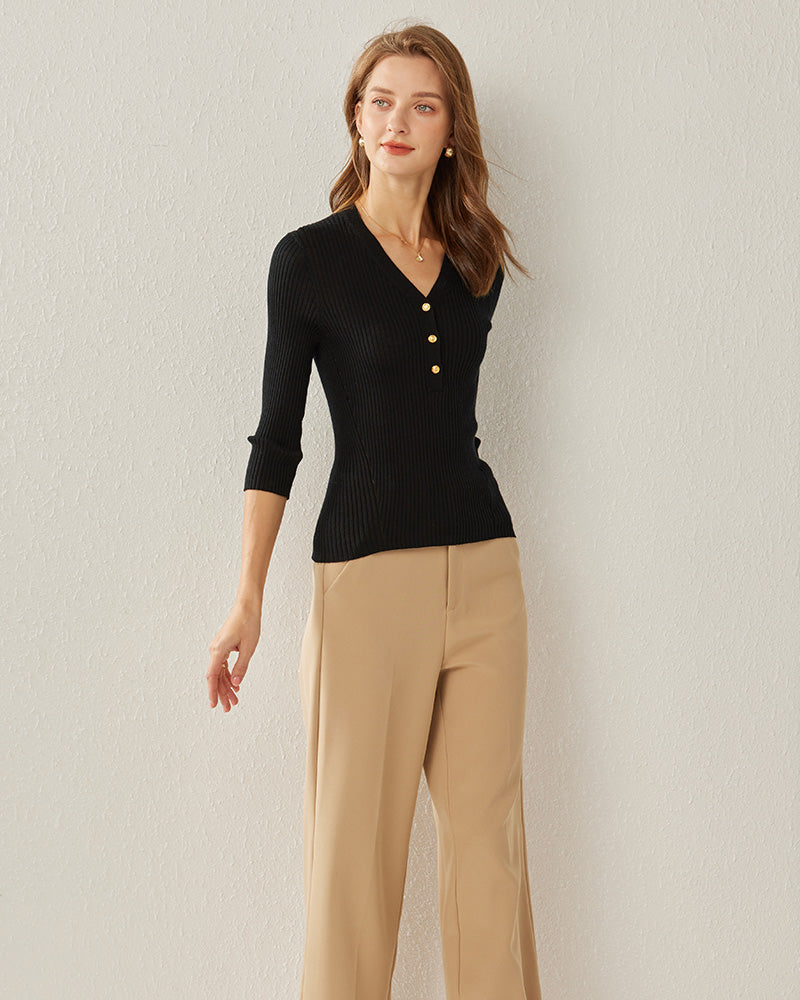 Vネックカシミヤプルオーバー