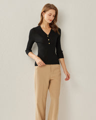 Vネックカシミヤプルオーバー