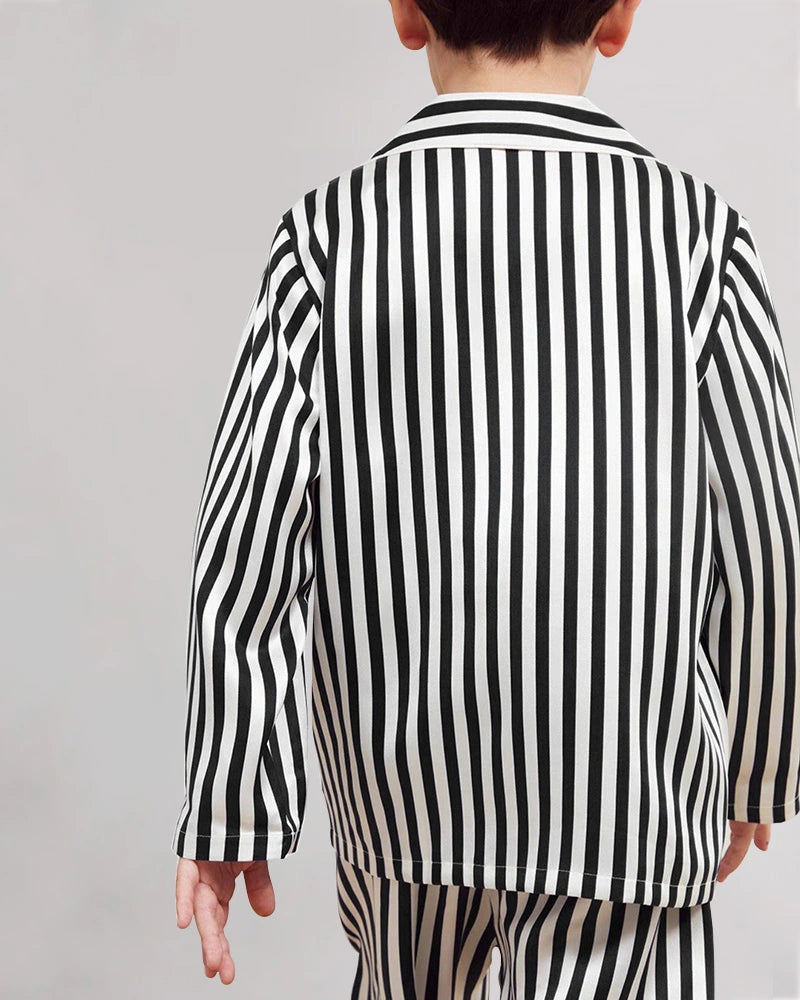 キッズ用ストライプ柄シルクパジャマセット