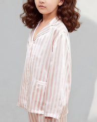 キッズ用ストライプ柄シルクパジャマセット
