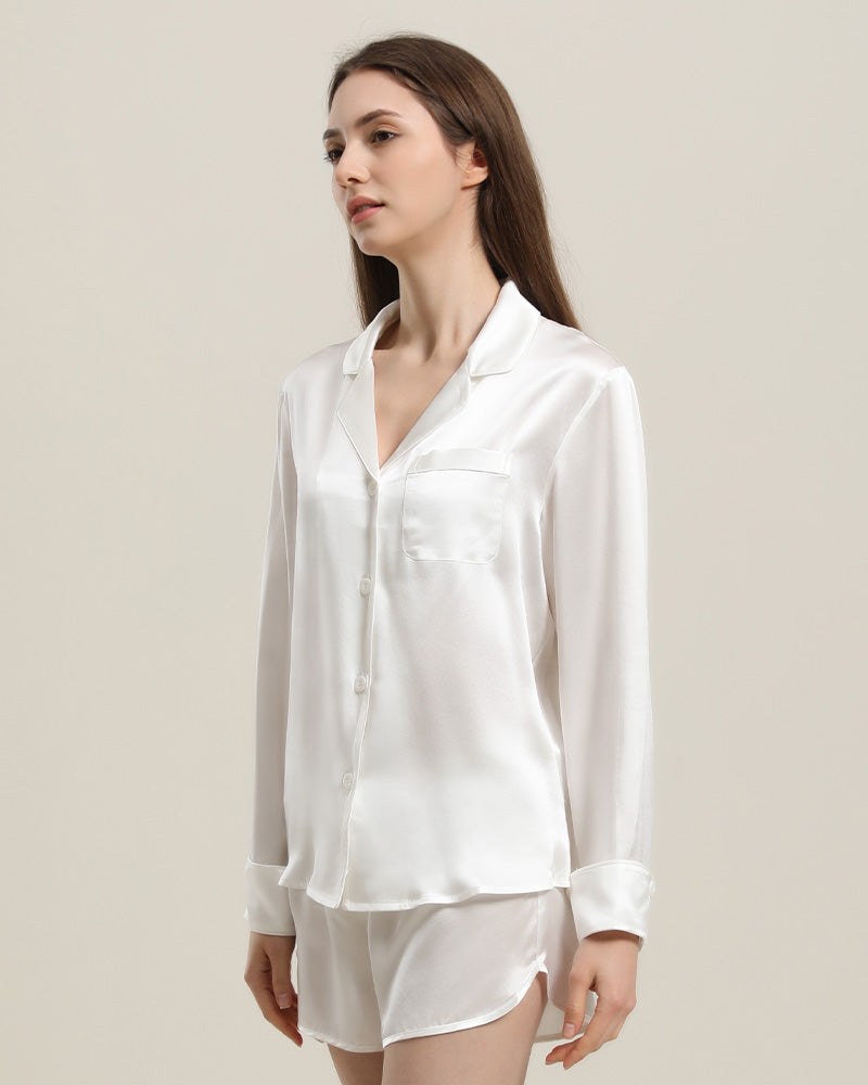 リラックスシルクシャツ＆ショーツパジャマセット